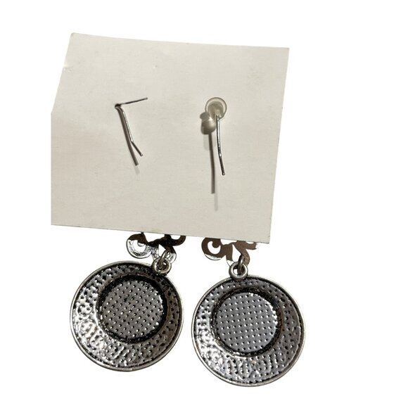 2~Boho Vintage-Style Dangle Earrings Yellow&Blue Stone Accents Silver-Tone Metal - Picture 6 of 9